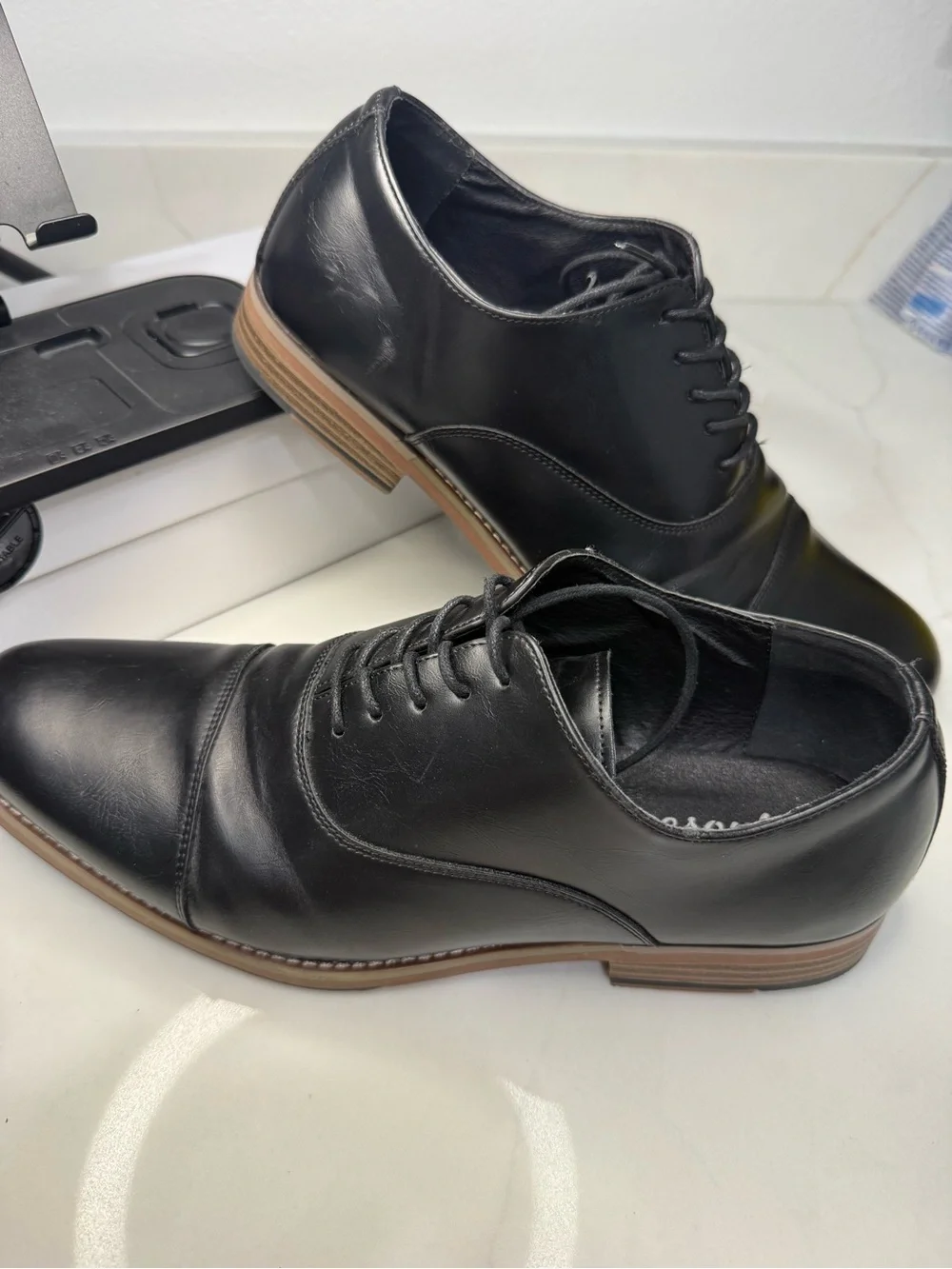 Classic Black Leather Cap-Toe Oxford Dress Shoes men size 13